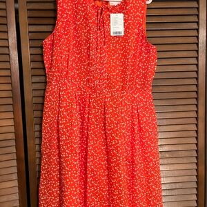 Anthropologie Pleated A-Line Sundress in White and Orange